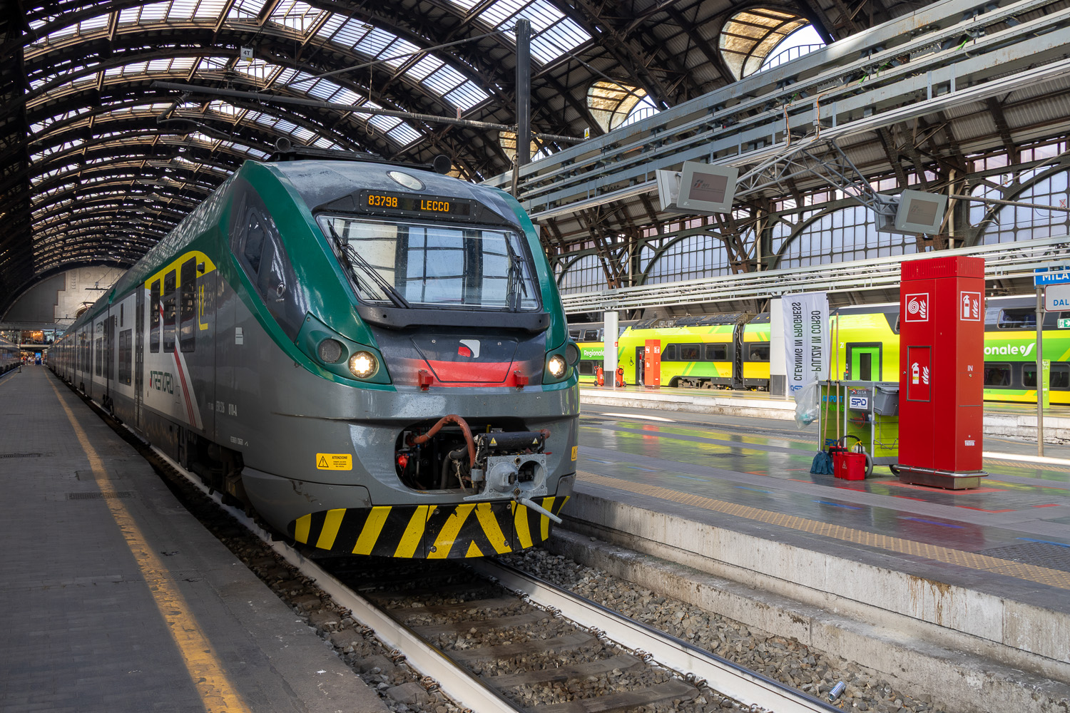 Trenord departure for Lecco at Milano Centrale, Italy