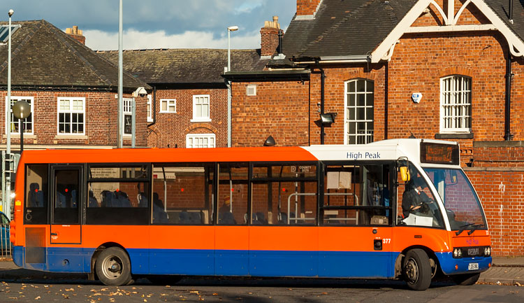 High Peak Buses' Optare Solo at Knutsford Bus Station, Cheshire, England