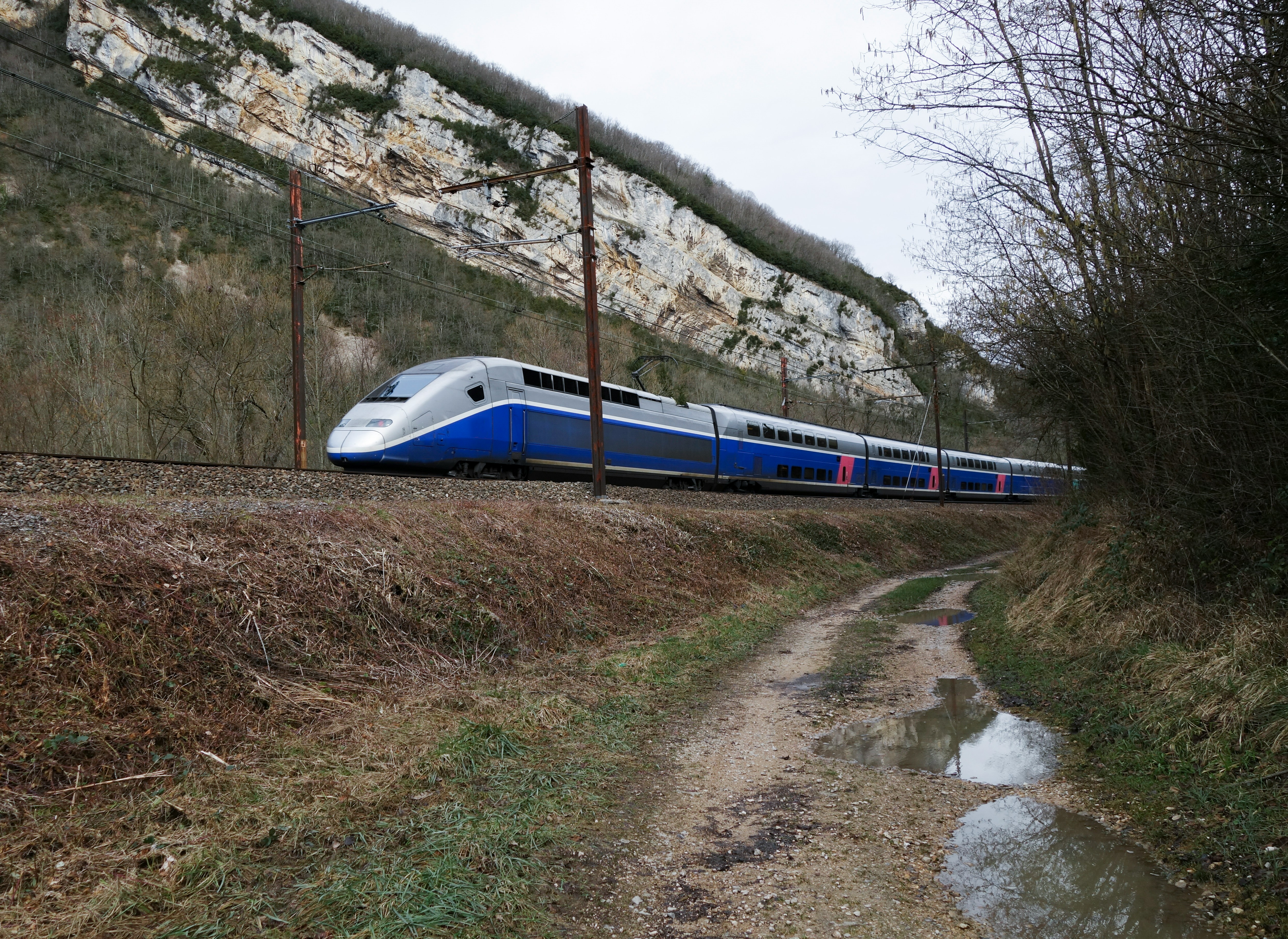TGV speeding through French countryside